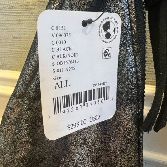 NWT new Free People We The Free Sparta sling bag black metallic leather shimmer - Picture 7 of 17